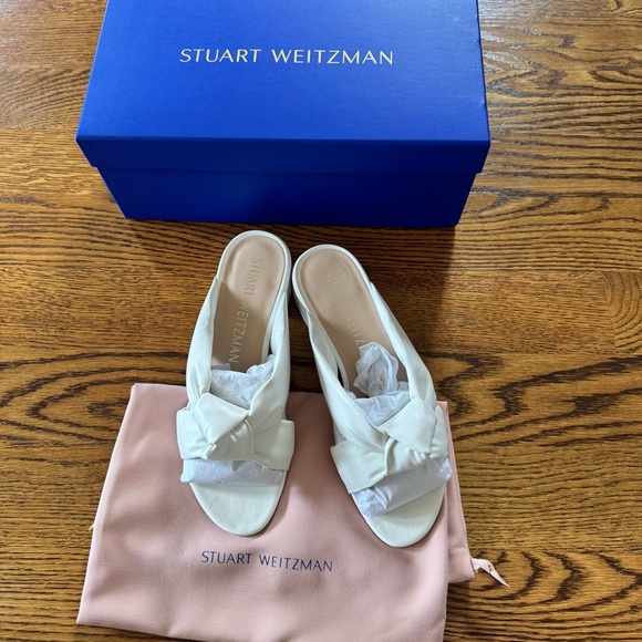 NIB Stuart Weitzman Playa 35 Knot Block White SlidesSize 9